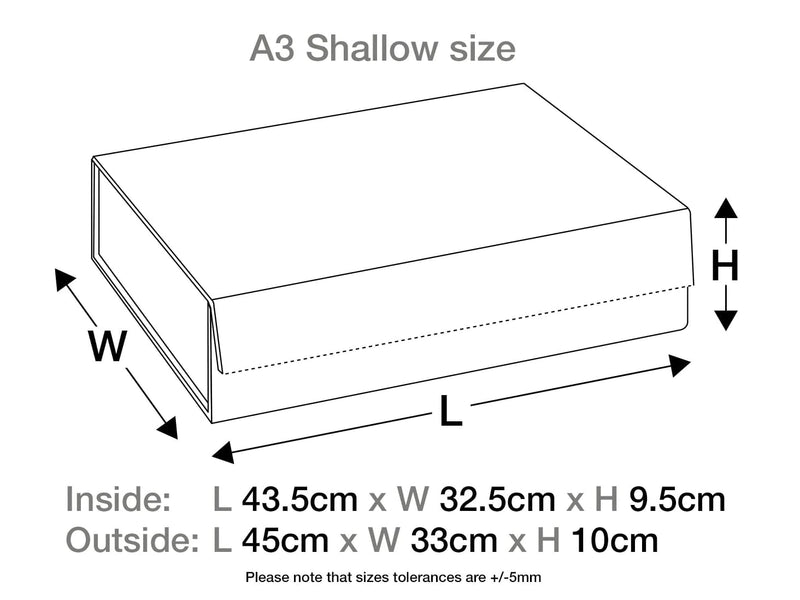 Black A3 Shallow Gift Boxes with changeable ribbon